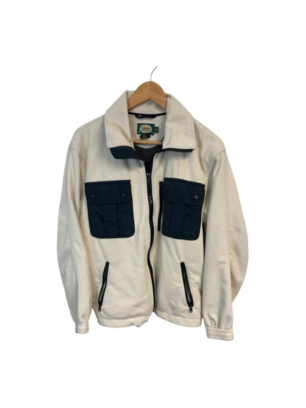 Cabela's Medium Cream & Black Fleece Lined Jacket with Black Pockets #outdoor #h